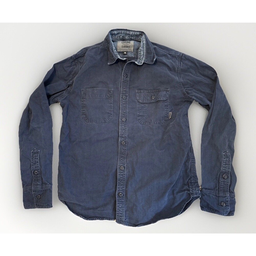 Chrome Industries Shirt Mens S Blue Flannel Lightweight Button Up